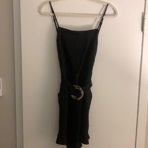 New With Tags Loft Black Linen Blend Romper with Pockets